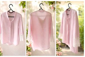 Pink Lace Sleeve Tunic Top – Casual Wear