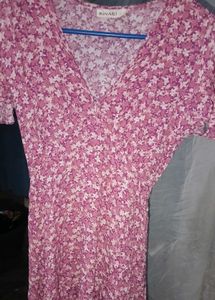 Chic Pink Floral Midi Dress