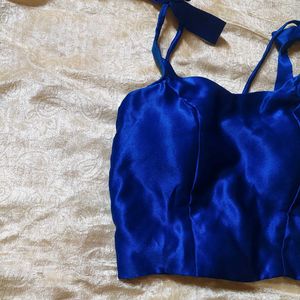 Royal Blue Satin Blouse