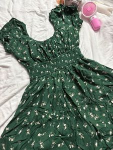 Green Floral Mini Dress