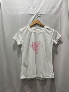 White T-Shirt with Pink Heart Graphic
