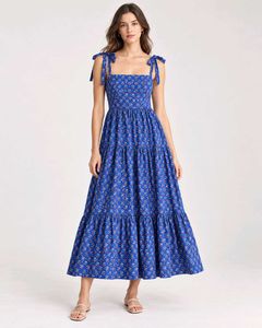 Blue Floral Tiered Maxi Dress