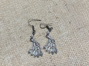 Unused Oxidised Peacock Earings With Freebies