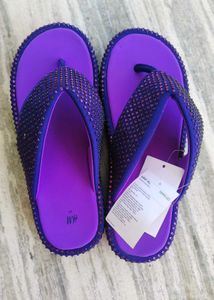 H&amp;M Purple Rhinestone Flip Flops