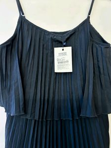 Sassafras Black Spaghetti Strap Pleated Dress