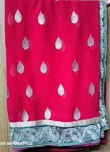 Heavy Zaria work, elegant maroon saree