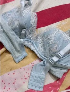 Light Blue Lace Trim Bra