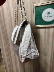 Diesel D Logo White Chain Shoulder Satchel Bag
