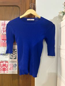 Royal Blue Ribbed Knit Top