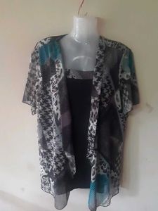 Sheer Printed Cardigan