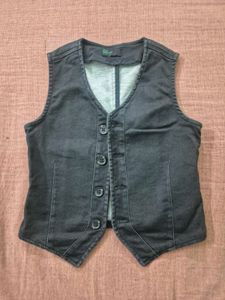 Stylish Dark Grey Denim Vest - Used Once