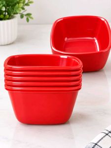 Set of 6 Red Square Bowls