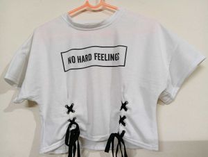 Cute White Graphic Crop Top