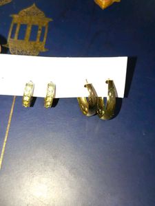 Gold Hoop Earrings Pair Of 2