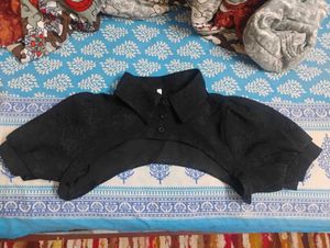 Textured black collar shrug