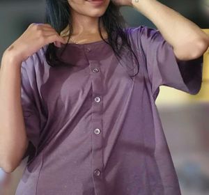Mauve Button-Down Top
