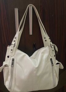 Stylish White Faux Leather Shoulder Bag