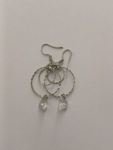 Silver Tone Circle Drop Earrings