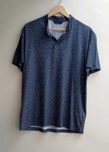 Men's Blue Printed Short Sleeve Shirt