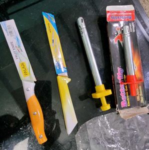 3 set 1 oil bottle &amp; 2 lighter &amp; two knief