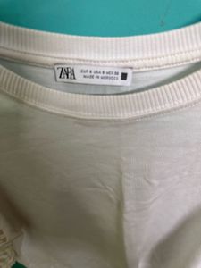 White Top with Mesh Sleeves by Zara