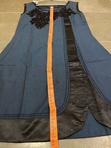 Embellished Blue Sleeveless Kurta