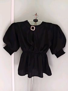 Brand New Chic Black Puff Sleeve Top