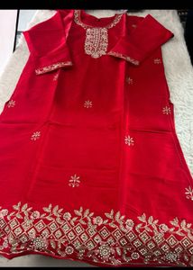 Stunning Red Embroidered Kurta Set with Dupatta