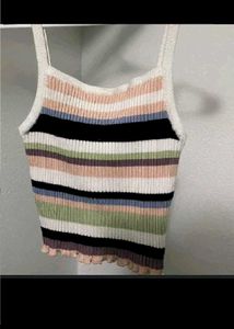 Striped Knit Cropped Tank Top