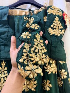 Green &amp; Red Embroidered Heavy Lehenga Choli Set