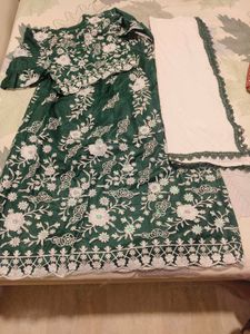 Green Chikankari Girl Ethnic Wear