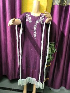 Elegant Purple Embellished Kaftan Gown