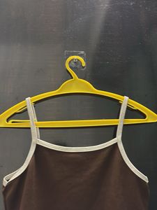 Brown Graphic Strappy Crop Top
