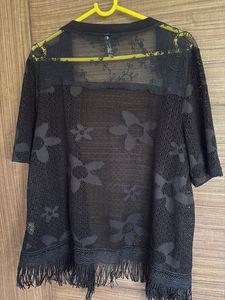 Sheer Black Lace Kimono Cardigan