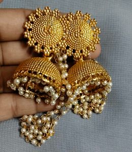 Jhumka Earrings with Hair Chain