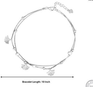 92.5 silver Elegant Ginkgo Leaf Layered Anklet 1