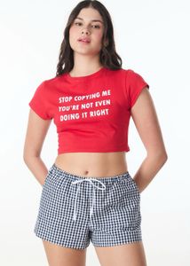 set of 2 Red and brown Crop Tops