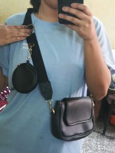 Chic Black Crossbody Bag with Coin Pouch