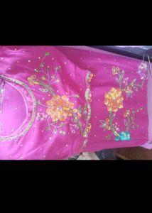 Pink Embroidered Saree