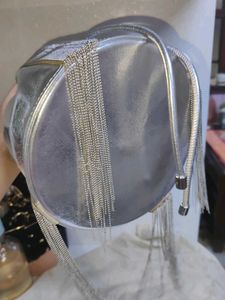 Shiny Silver Bucket Bag