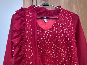 Elegant Red Embellished Gown