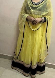 black velvet and  yellow net  frock