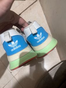 Adidas White &amp; Blue Sneakers