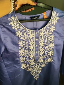 pinterest Blue Cotton embroidery Kurta