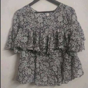 Floral Print Tiered Ruffle Top