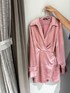 ZARA Satin Shirt Dress