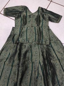 Green Blouse with box pleate skirt