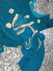 Teal Kurta with Gold Embroidery
