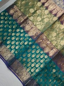 Beautiful Multi Colour Banarasi Organza Sarees