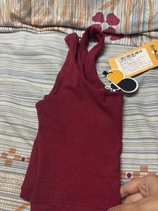 Ribbed Maroon Cropped Tank Top